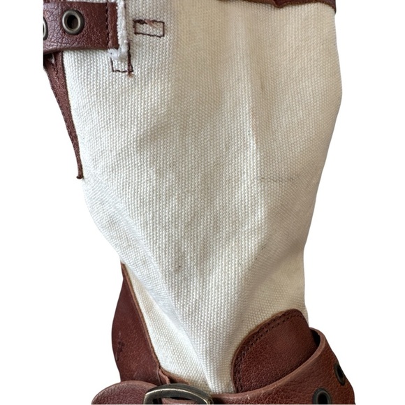 Frye Veronica Short Grommet Leather Canvas Boot Size 9.5 - Picture 8 of 12